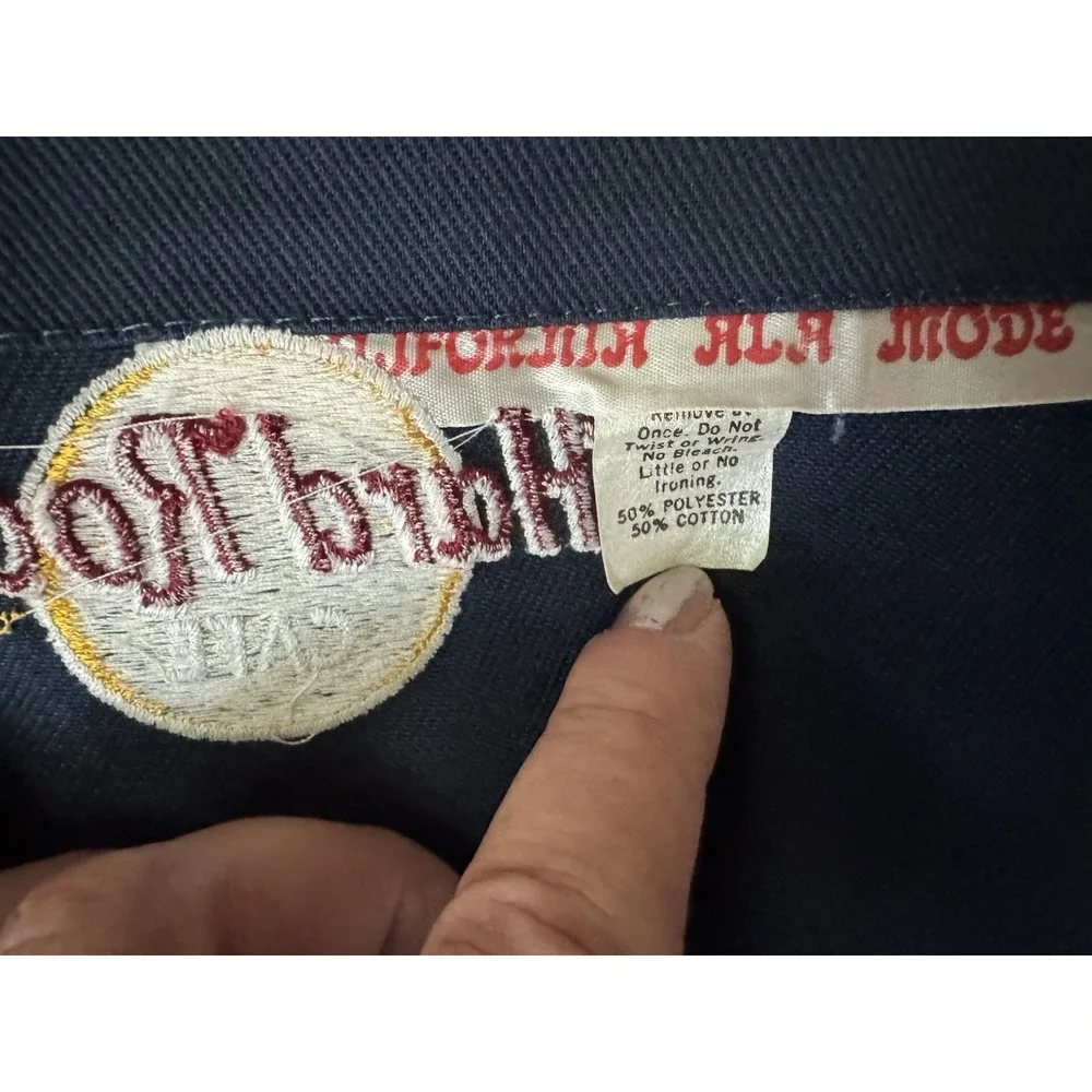 Vintage 80s 90s Hard Rock Cafe Embroidered Black Chef Apron Uniform